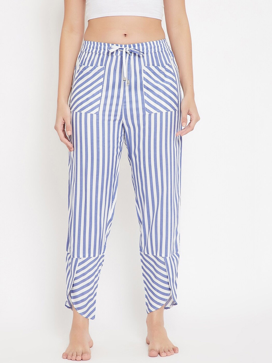 

Hypernation Women Striped Lounge Pants, Blue