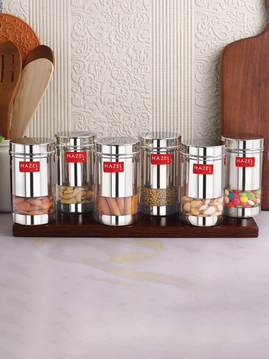 

HAZEL 12 Pcs Stainless Steel See Through Food Storage Containers With Lids 400 ml Each