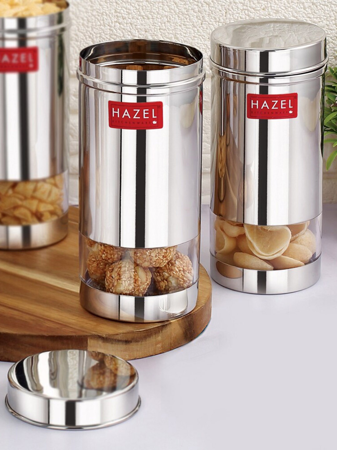 

HAZEL 2 Pcs Stainless Steel See Through Food Containers With Airtight Lids 500 ml Each