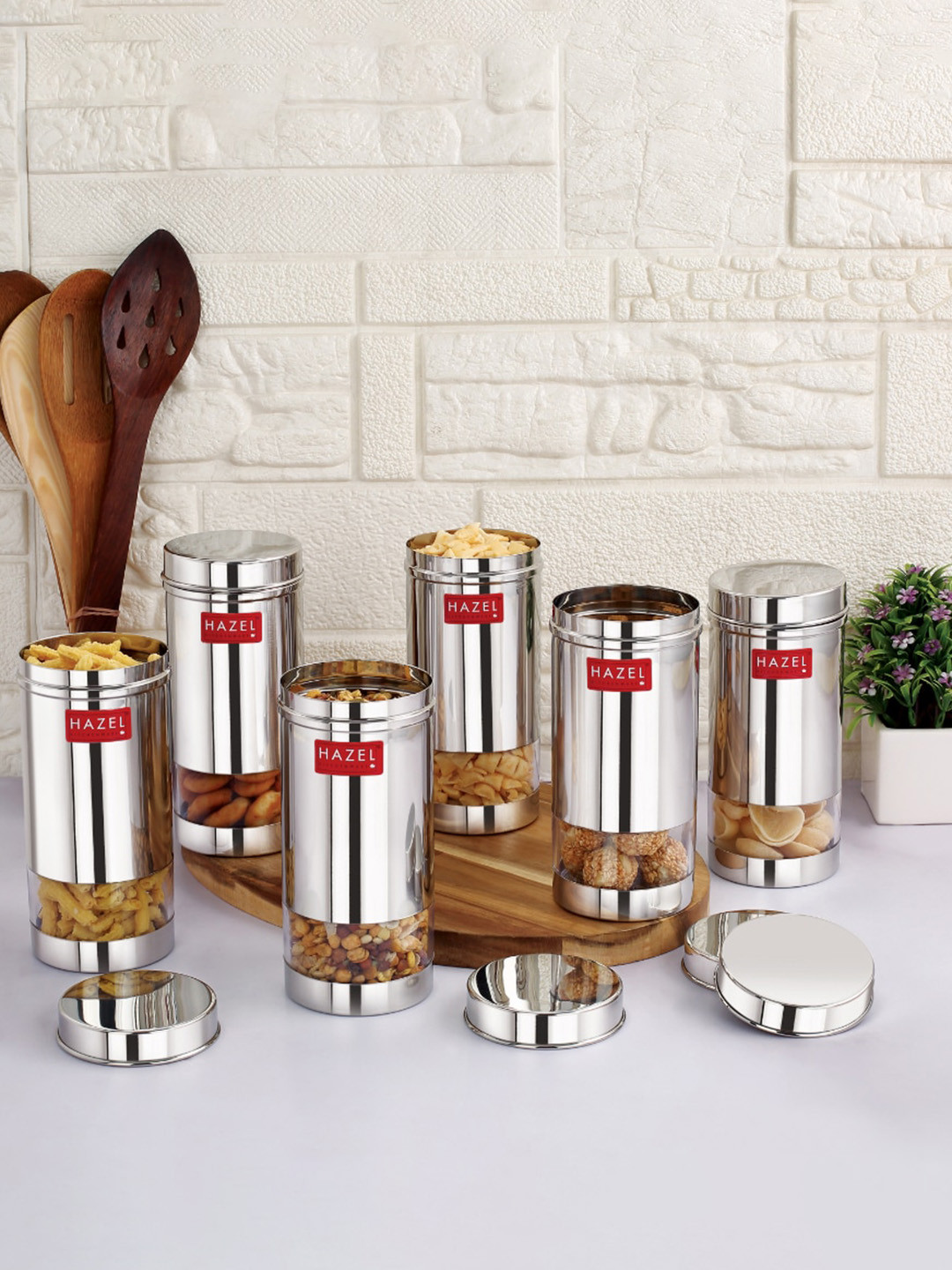 

HAZEL 6 Pcs Stainless Steel See Through Food Containers With Airtight Lids 500 ml Each