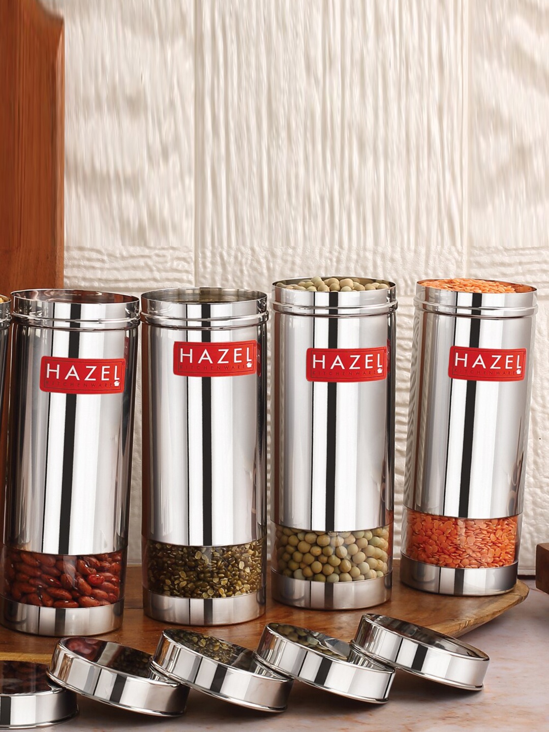 

HAZEL 4 Pcs Stainless Steel See Through Food Containers With Airtight Lids 600 ml Each