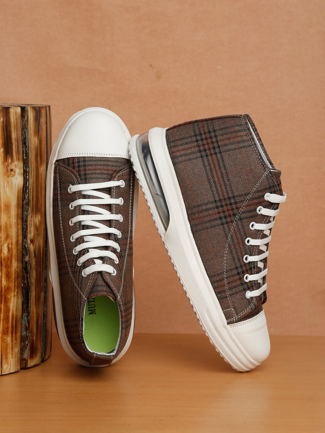 

MUTAQINOTI Men Brown Colourblocked Mid-Top Sneakers