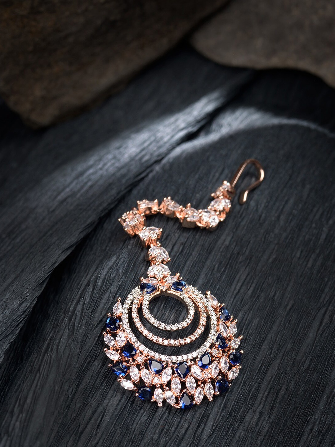 

Saraf RS Jewellery Rose Gold-Plated AD-Studded Maang Tikka