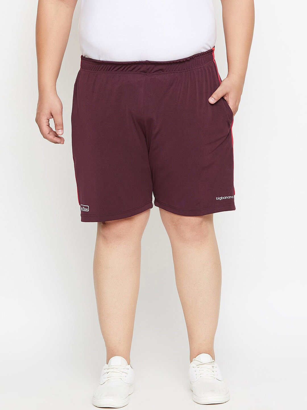 

bigbanana Men Plus Size Mid-Rise Rapid-Dry Regular Fit Shorts, Maroon