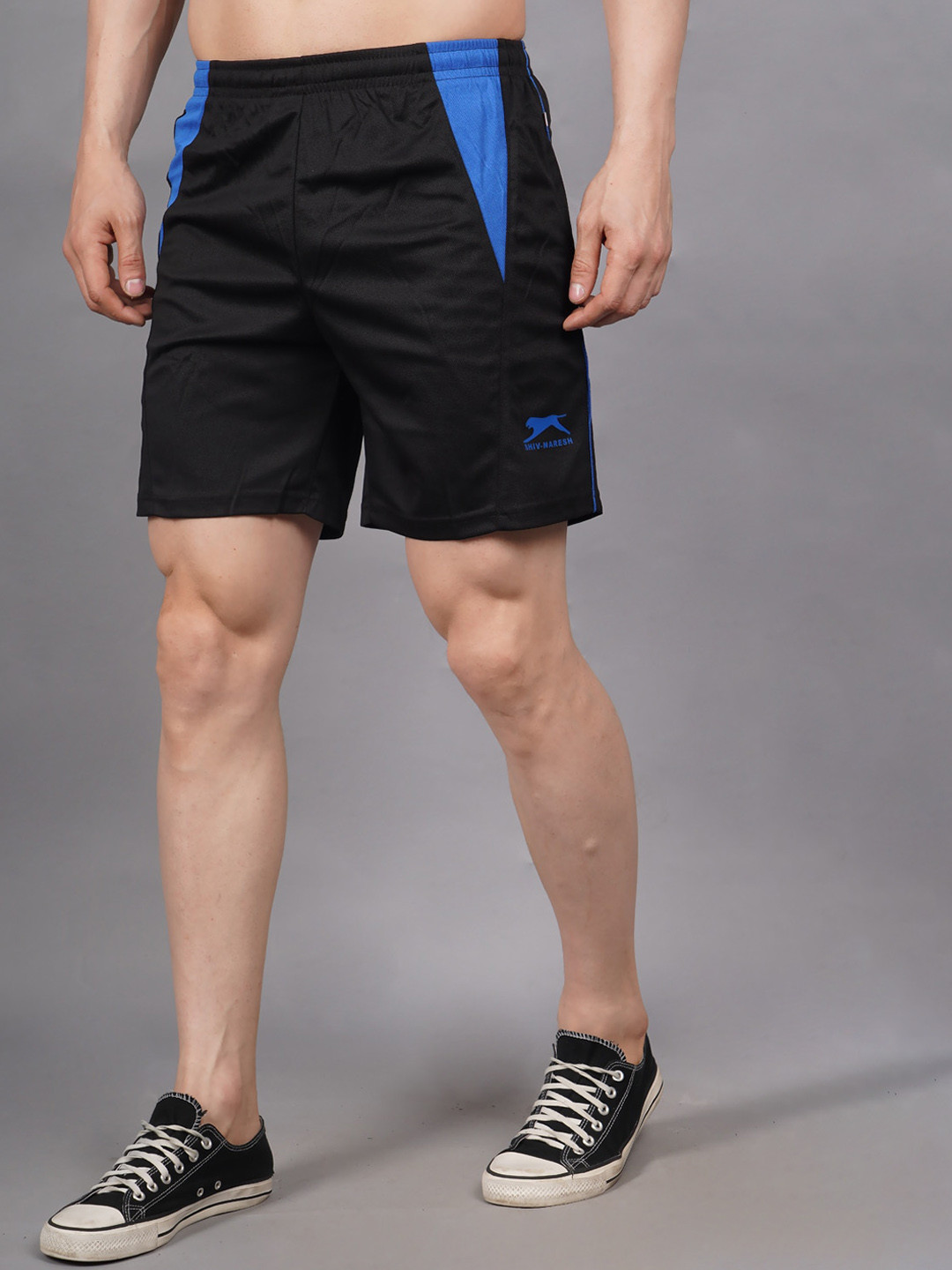 

Shiv Naresh Men Mid-Rise Rapid-Dry Training or Gym Sports Shorts, Black