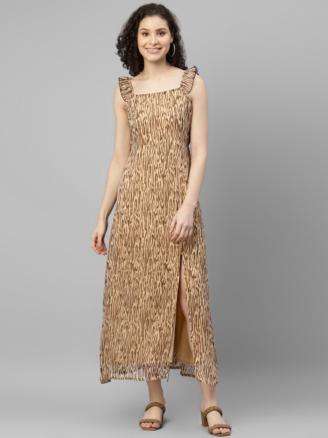 

DEEBACO Animal Printed Maxi Dress, Beige