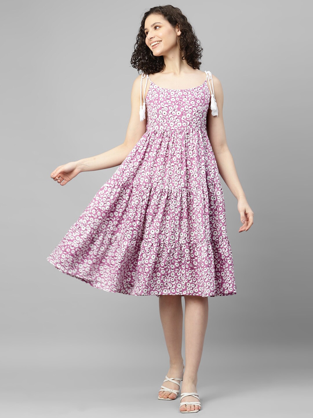

DEEBACO Floral A-Line Dress, Lavender