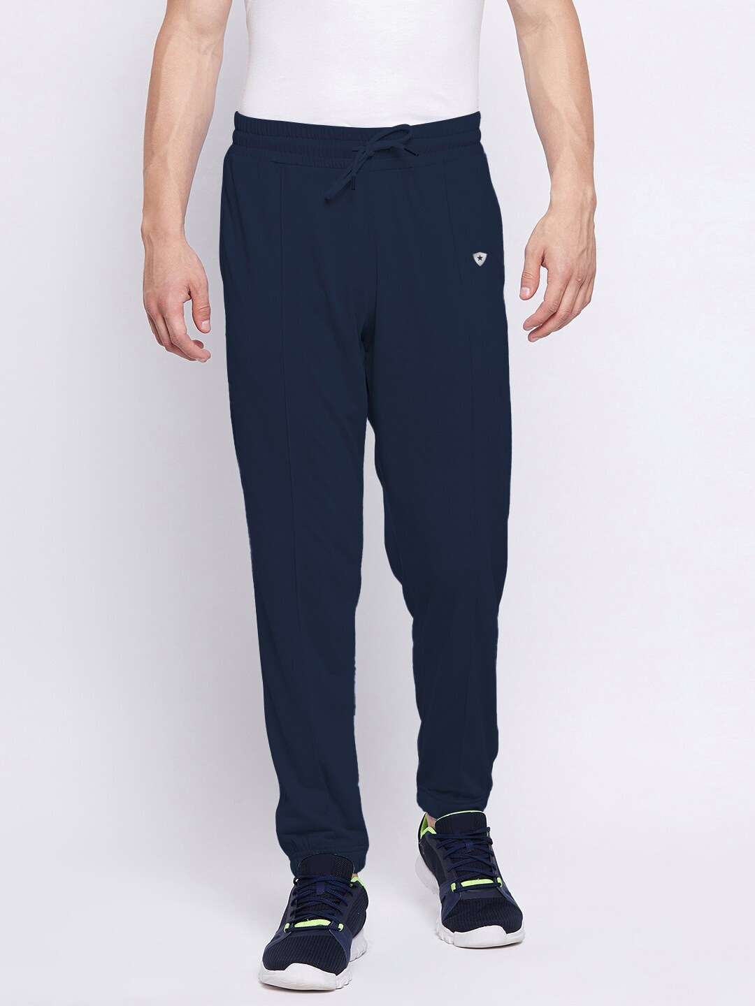 

FRENCH FLEXIOUS Men Mid-Rise Side Pockets Joggers, Navy blue