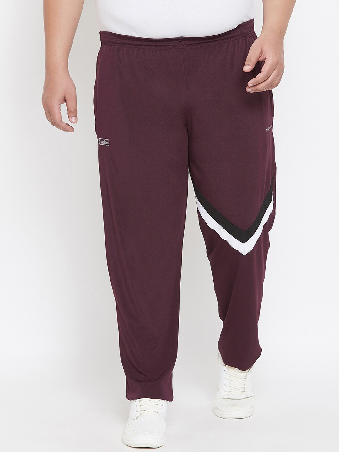 

bigbanana Men Plus Size Mid-Rise Track Pants, Maroon