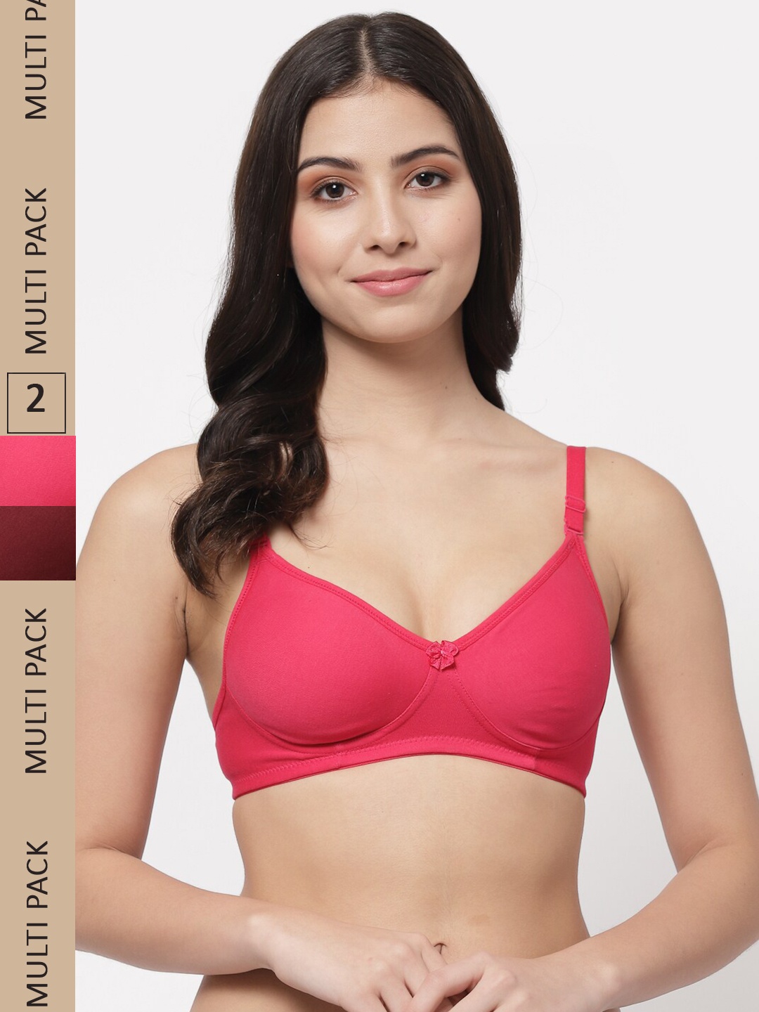 

Docare Pack of 2 Cotton Non-wired Lightly Padded Bra, Pink