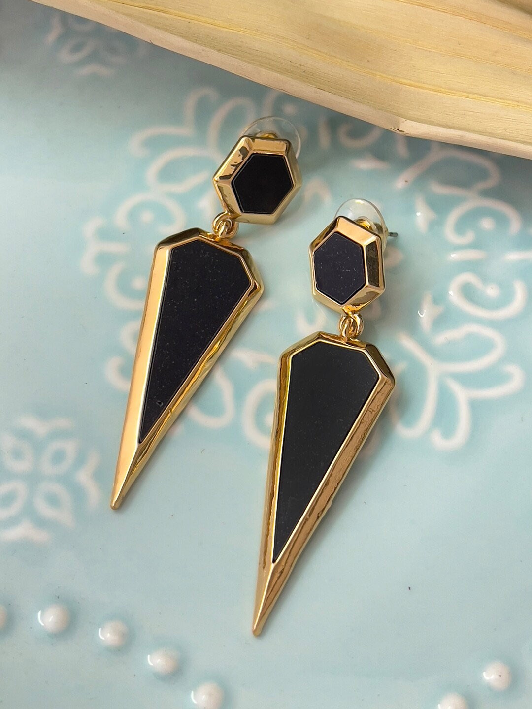 

Ayesha Gold-Plated Contemporary Geometric Triple Drop Earrings