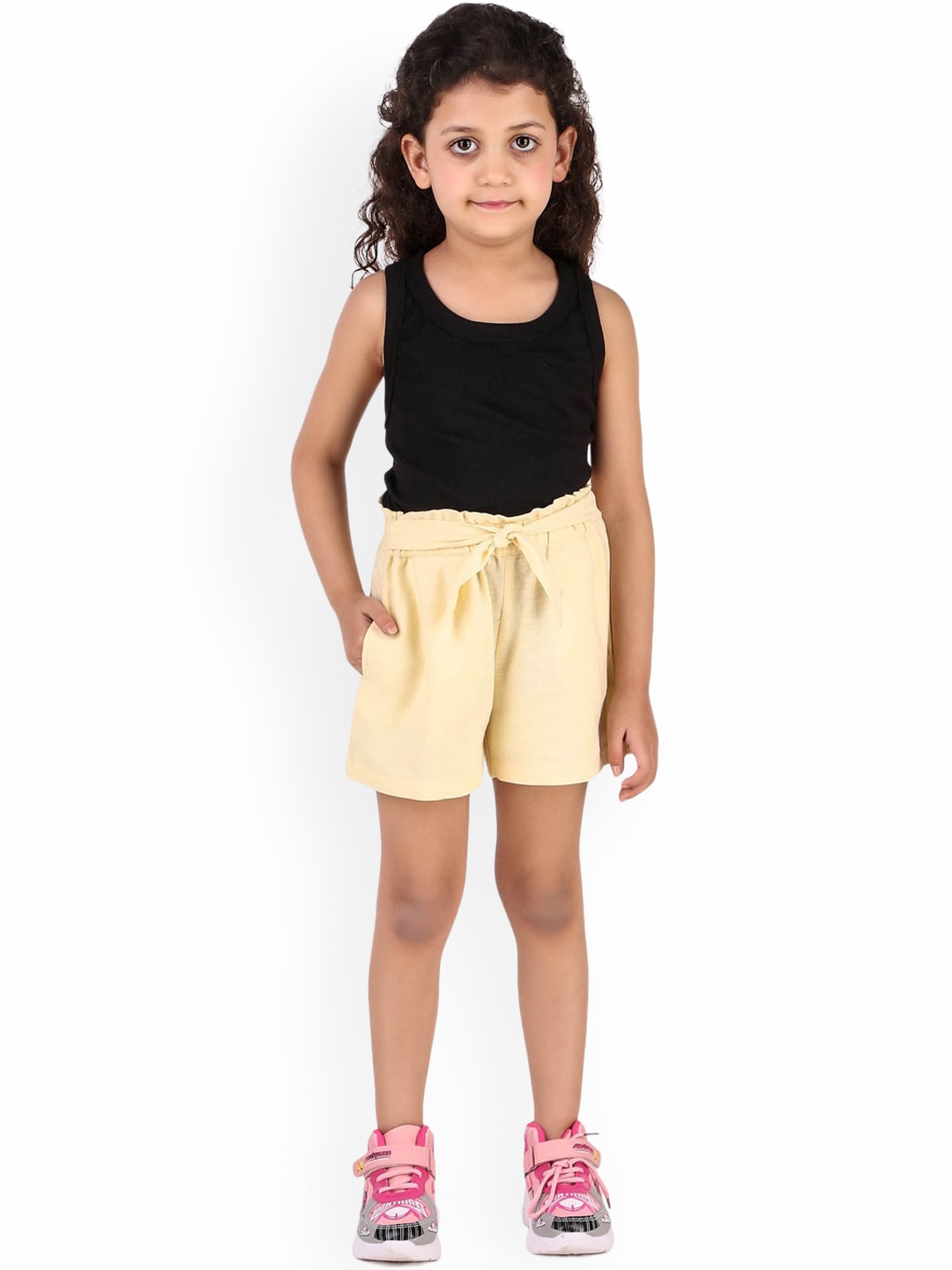 

Miyo Girls Mid-Rise Above Knee Cotton Chino Shorts, Yellow