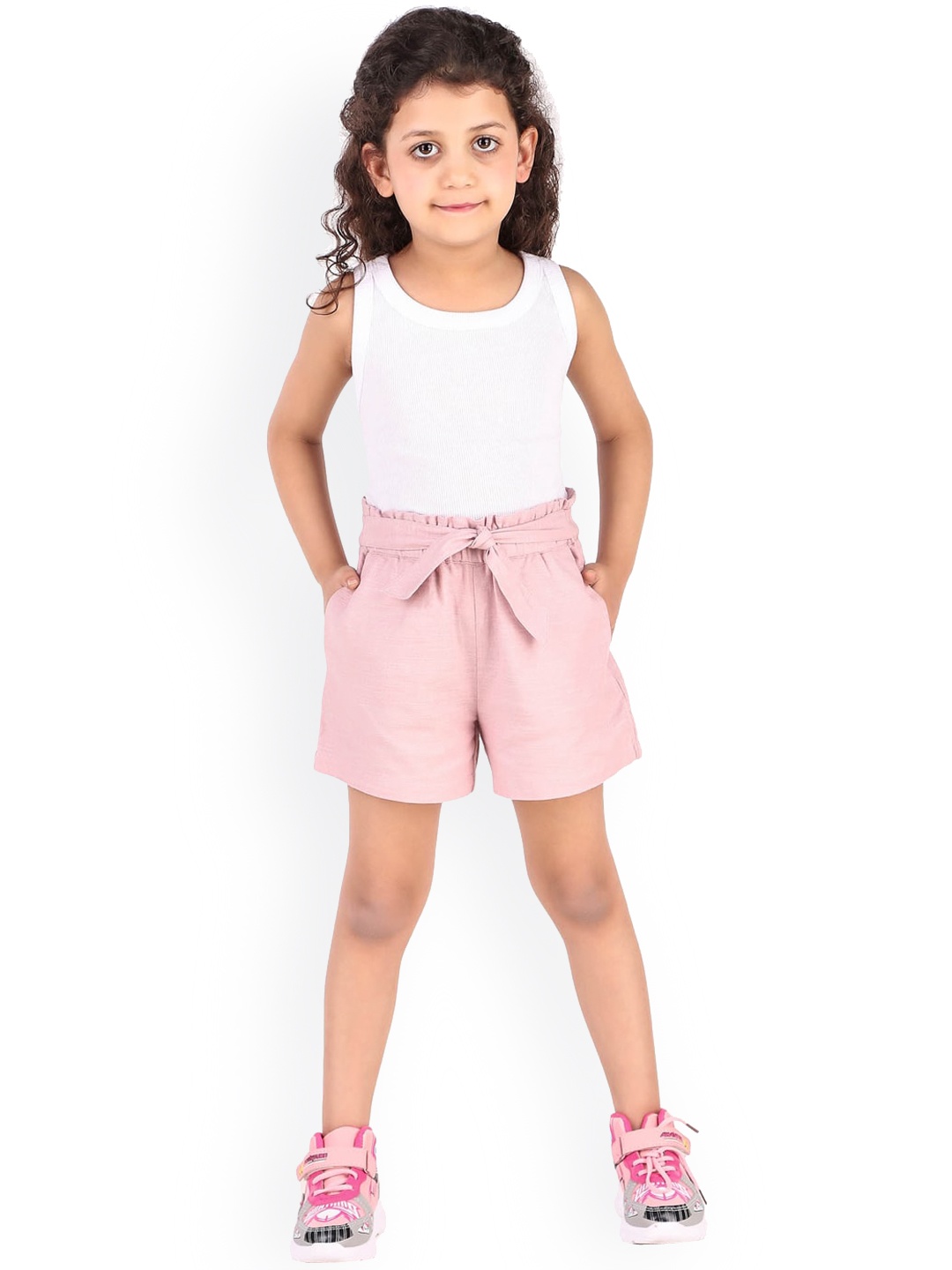 

Miyo Girls Mid-Rise Above Knee Cotton Regular Shorts, Pink