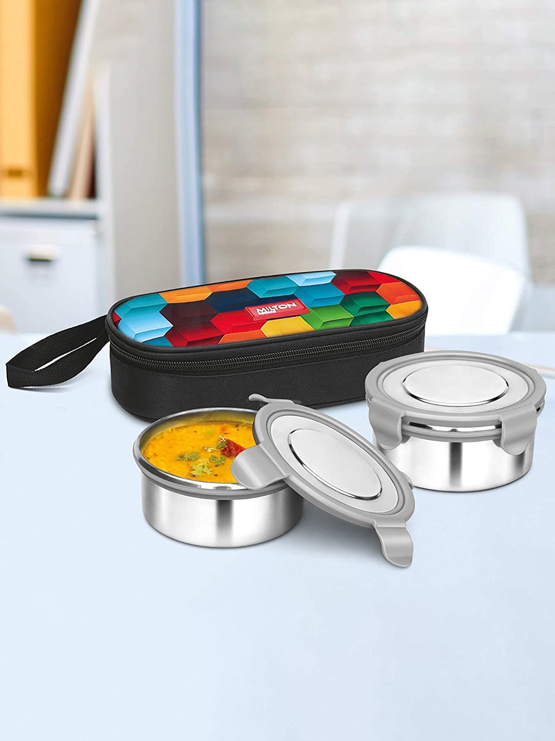 

Milton Fresh Meal Click 2 Pcs Rainbow Stainless Steel Lunch Box 320 ml Each