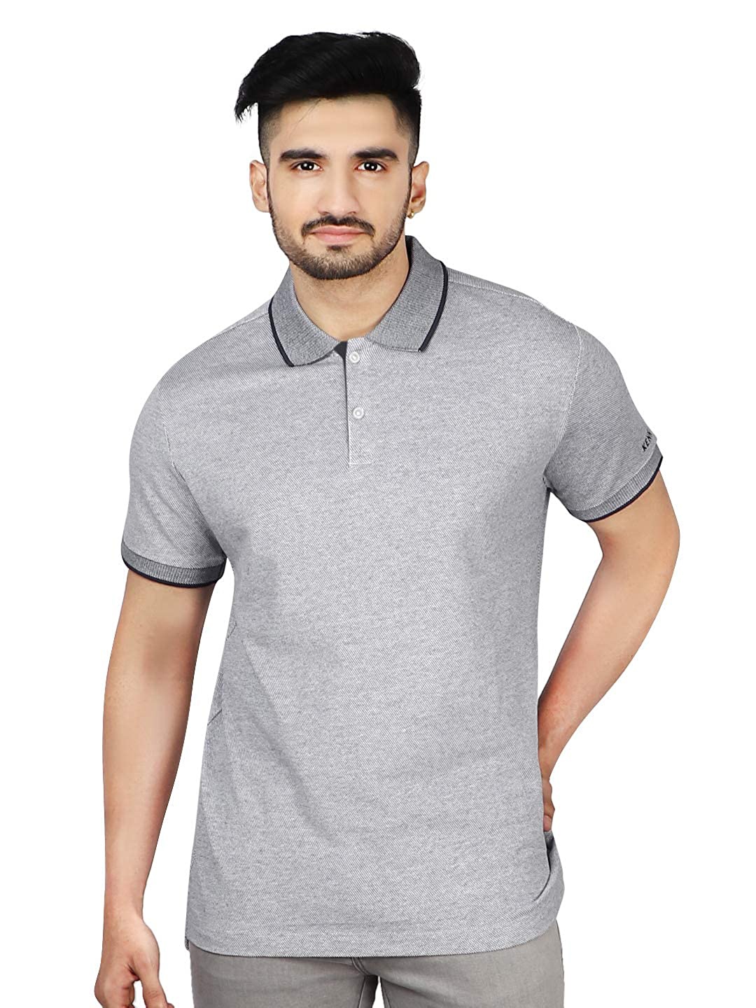 

Kenneth Cole Polo Collar Cotton Slim Fit T-shirt, Grey