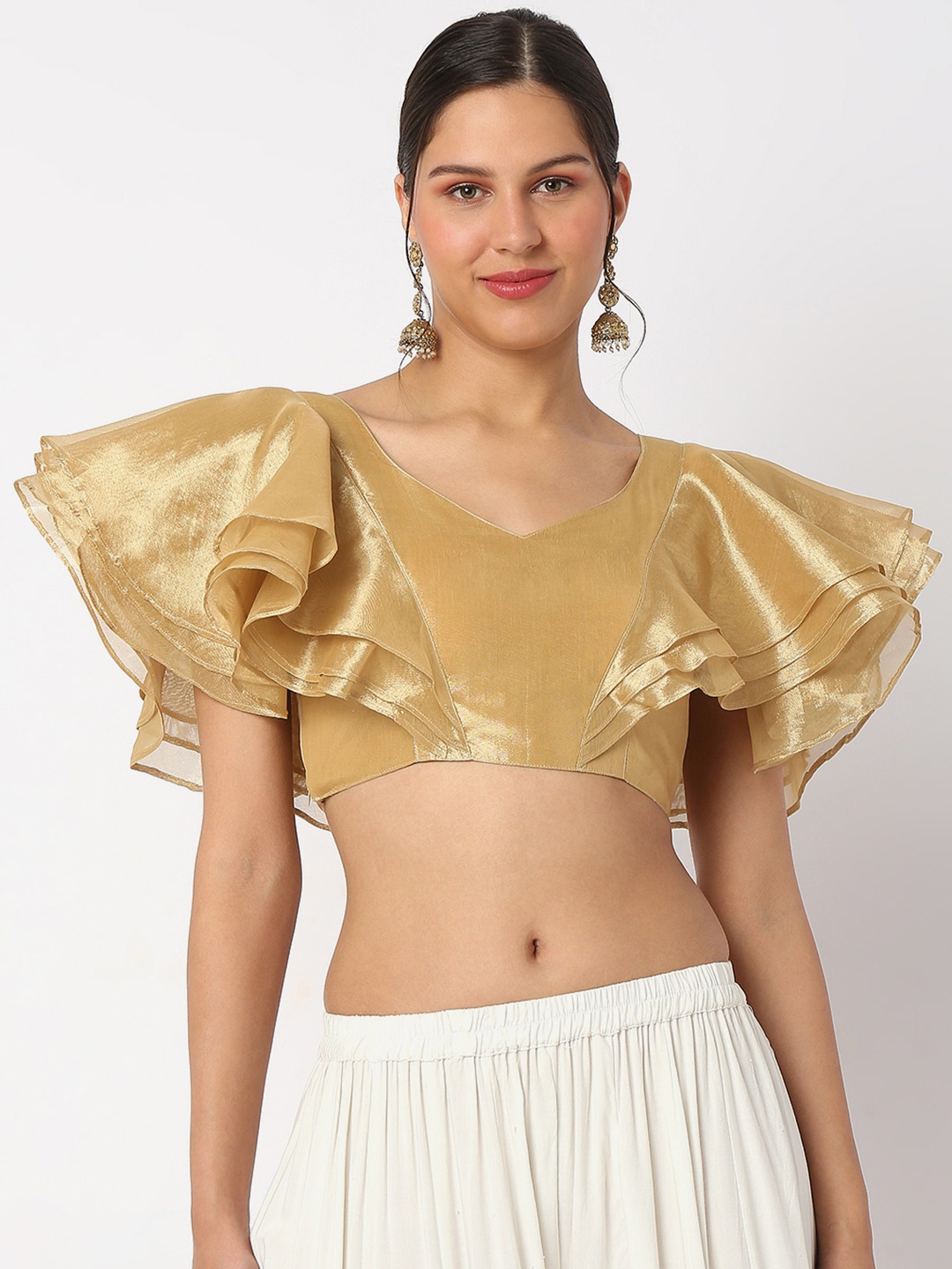 

SALWAR STUDIO Readymade Saree Blouse, Gold