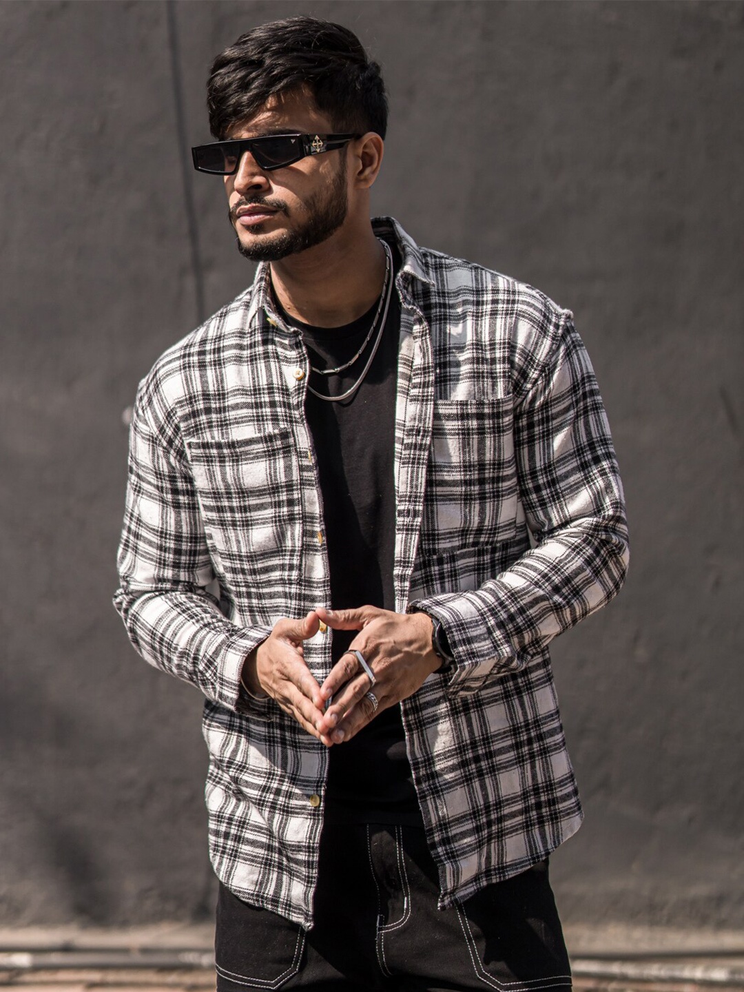 

Powerlook Boxy Tartan Checked Casual Shirt, White