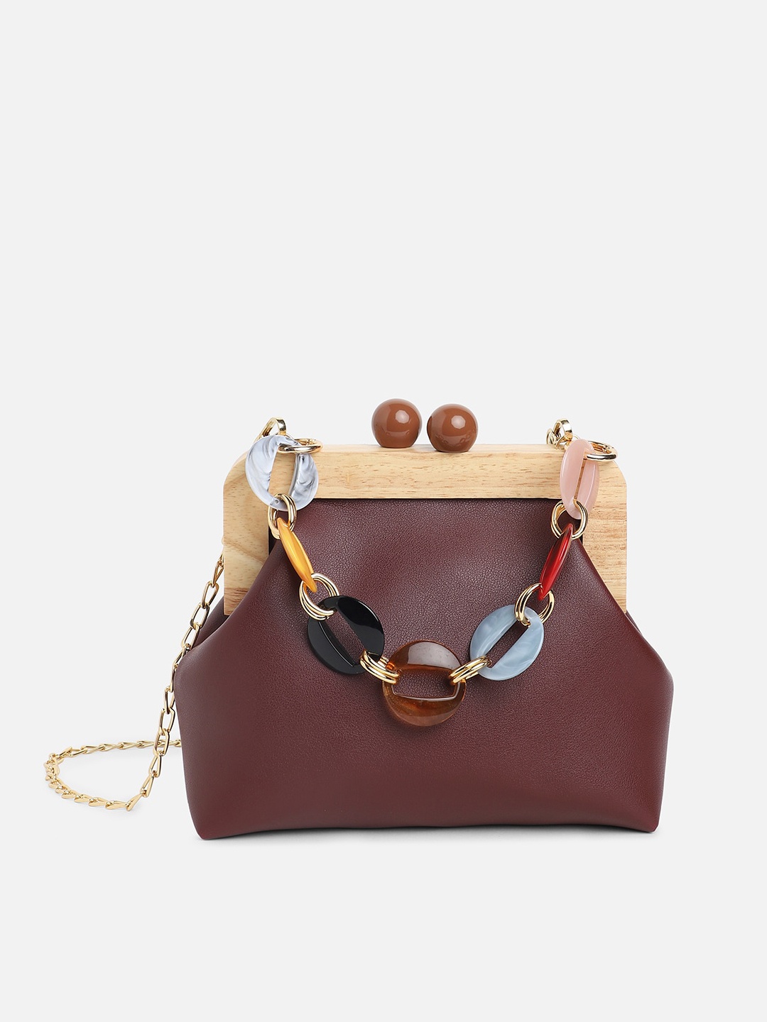 

HAUTE SAUCE by Campus Sutra Structured Handheld Bag, Brown