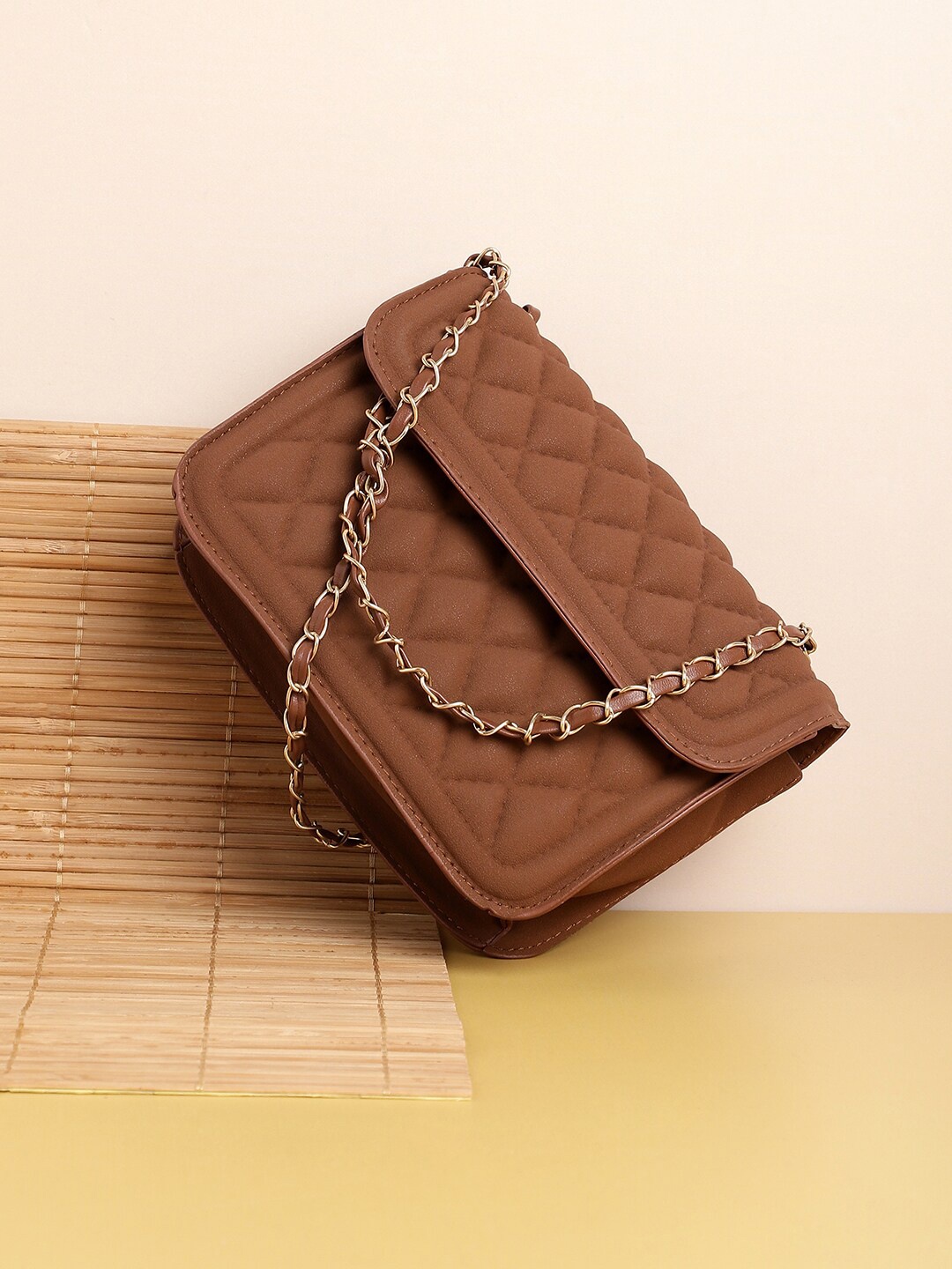 

HAUTE SAUCE by Campus Sutra Structured Sling Bag, Brown