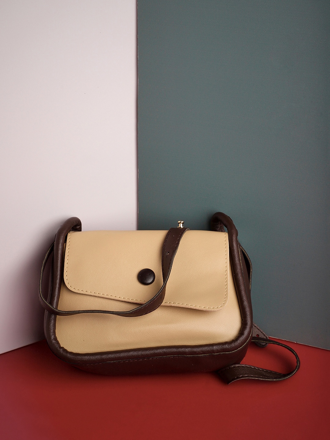 HAUTE SAUCE by Campus Sutra Non-Detachable Strap Structured Shoulder Bag, Beige