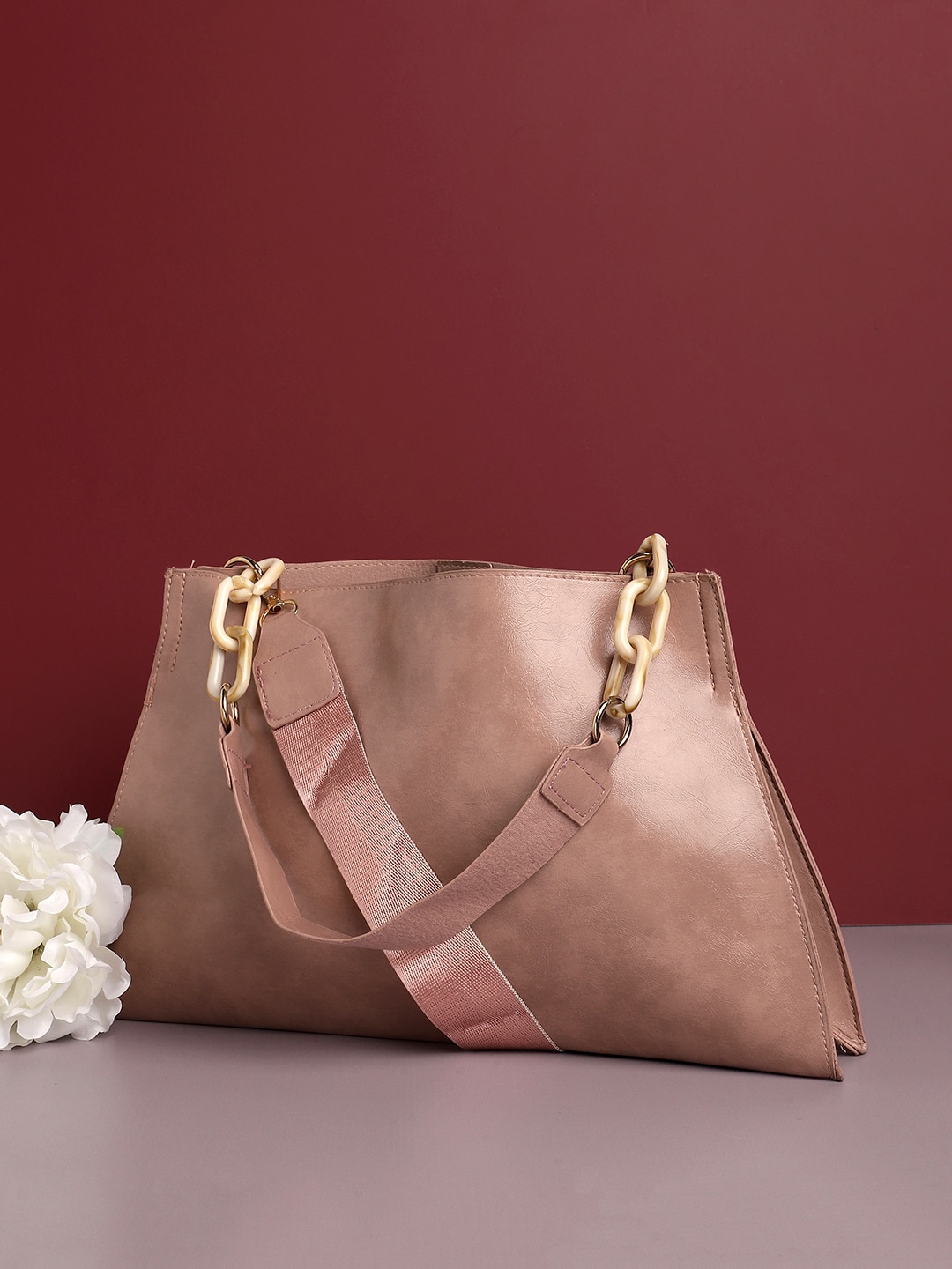 

HAUTE SAUCE by Campus Sutra PU Bowling Sling Bag with Bow Detail, Pink