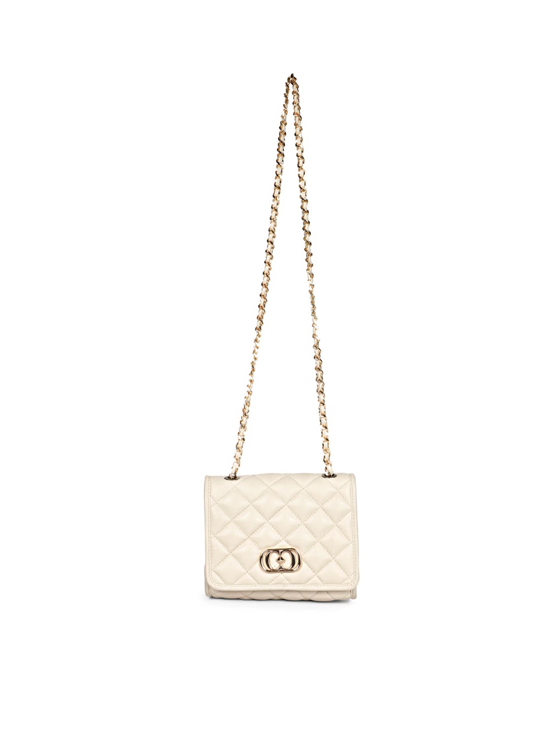 

Saint G Textured Leather Structured Sling Bag with Quilted, Off white