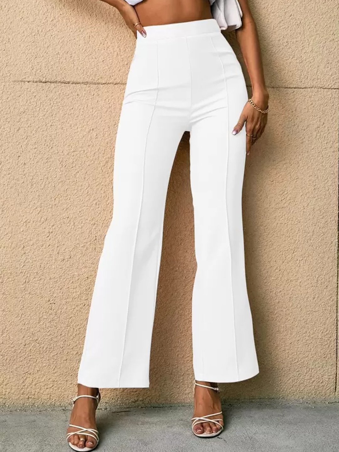 

Jinax Women Relaxed Straight Leg Straight Fit High-Rise Easy Wash Parallel Trouser, White