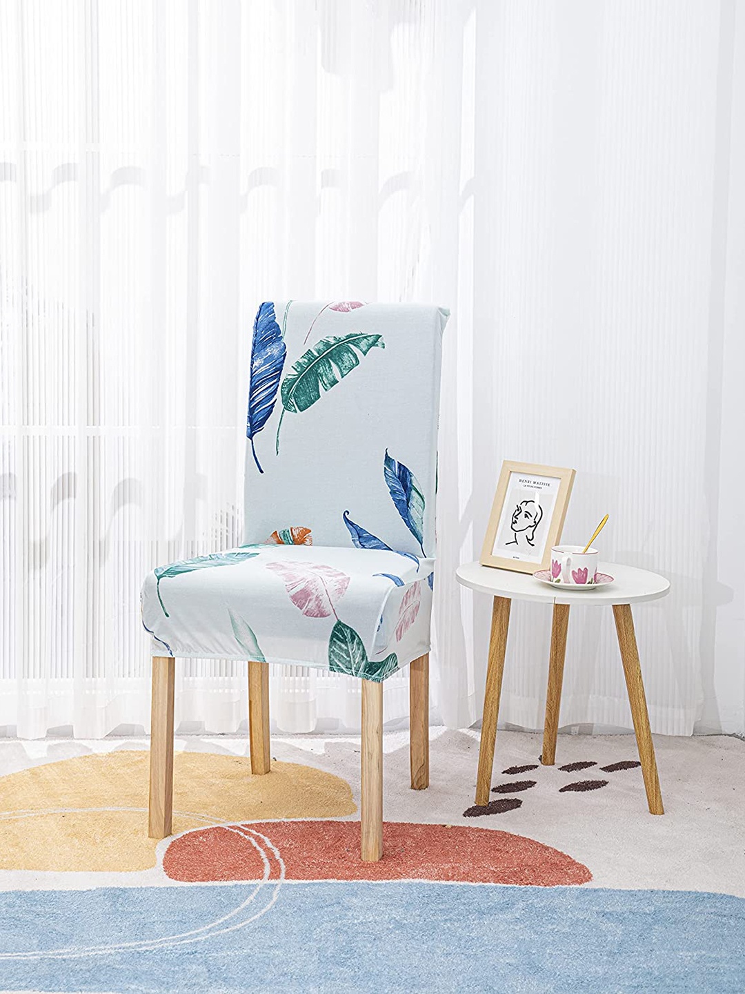 

HOUSE OF QUIRK Blue & Green 6 Pieces Printed Stretchable Removable Chair Covers