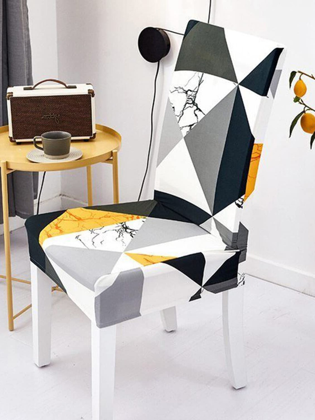 

HOUSE OF QUIRK 6 Pieces Printed Removable Chair Covers, Black