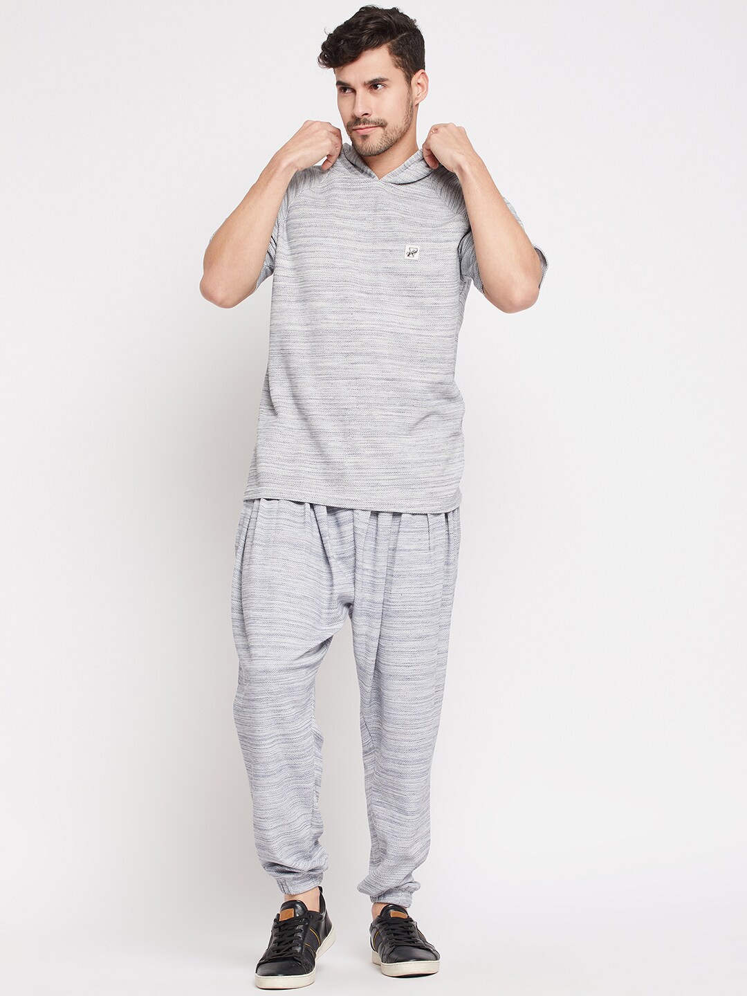 

FUGAZEE Printed Pure Cotton Hoodie with Joggers Co-Ords, Grey