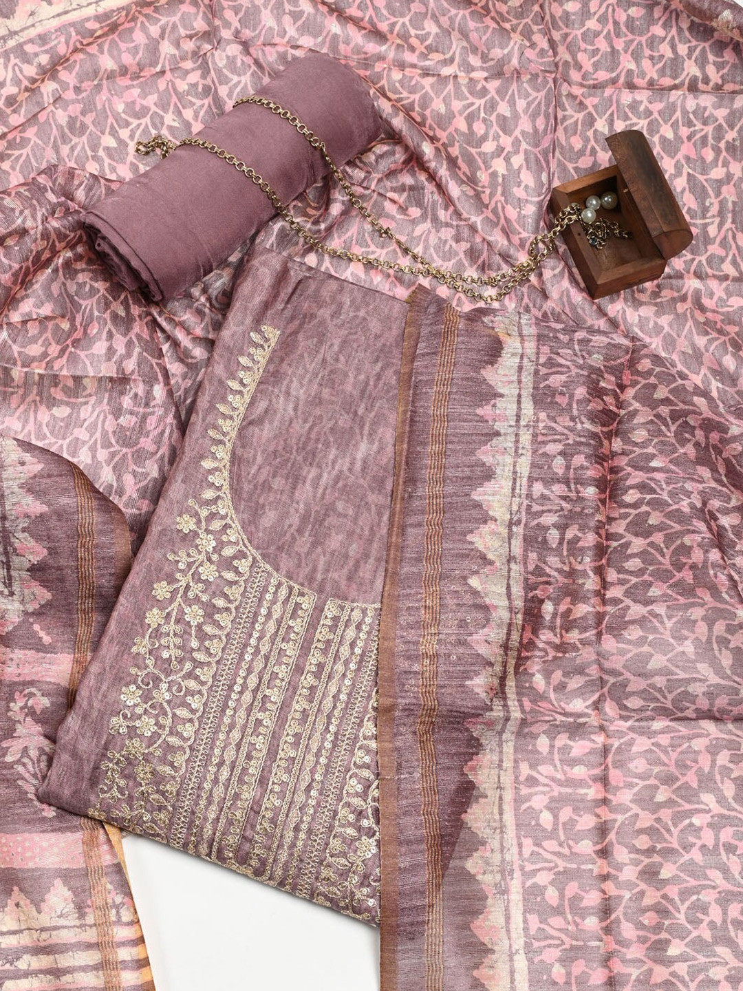 

Meena Bazaar Embroidered Dupion Silk Unstitched Dress Material, Pink