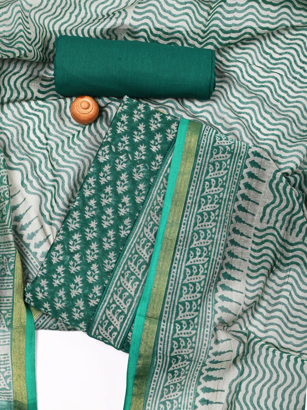 

Meena Bazaar Ethnic Motifs Printed Dupion Silk Unstitched Dress Material, Green