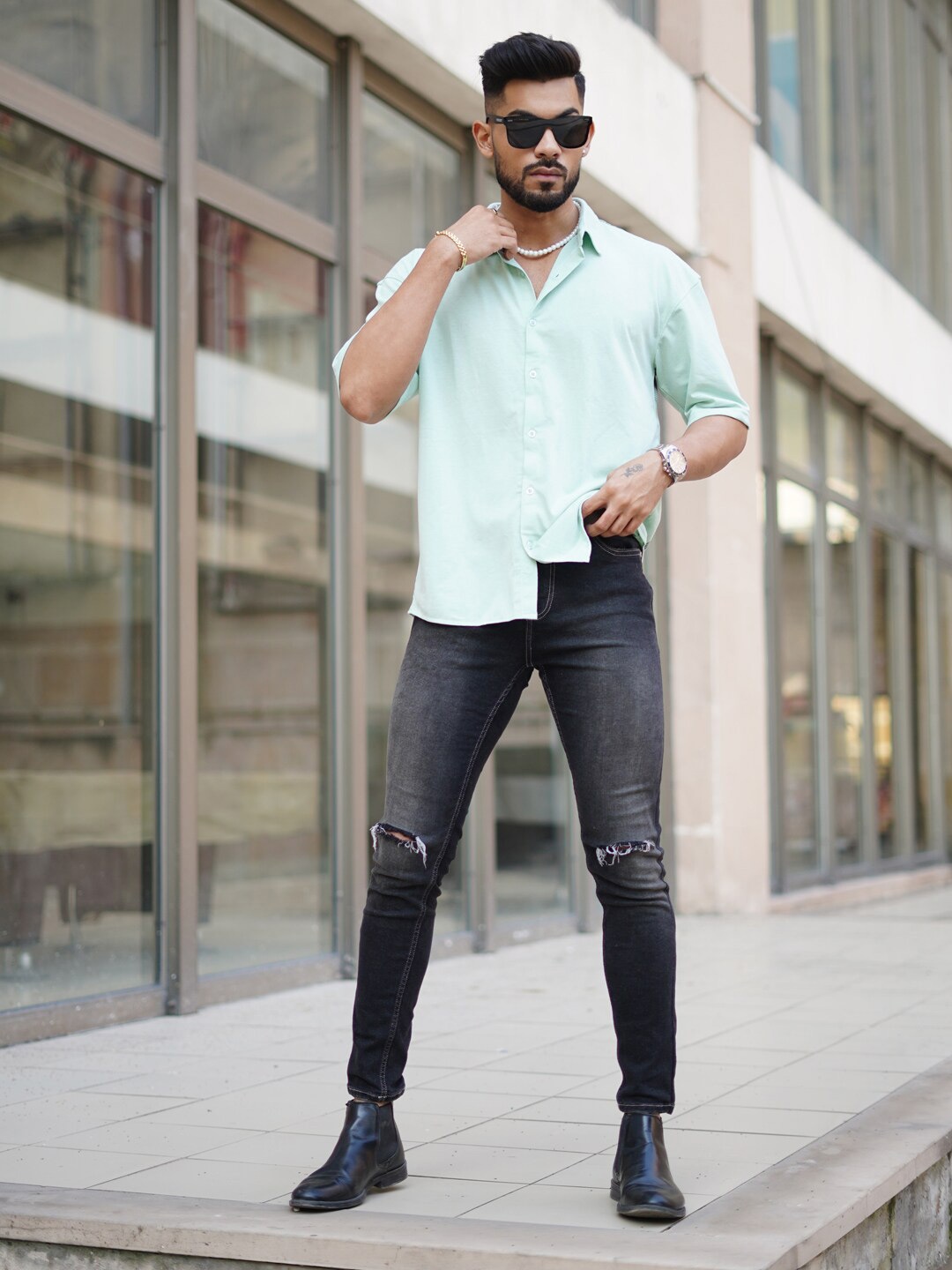 

Powerlook Boxy Drop Shoulder Casual Shirt, Lime green