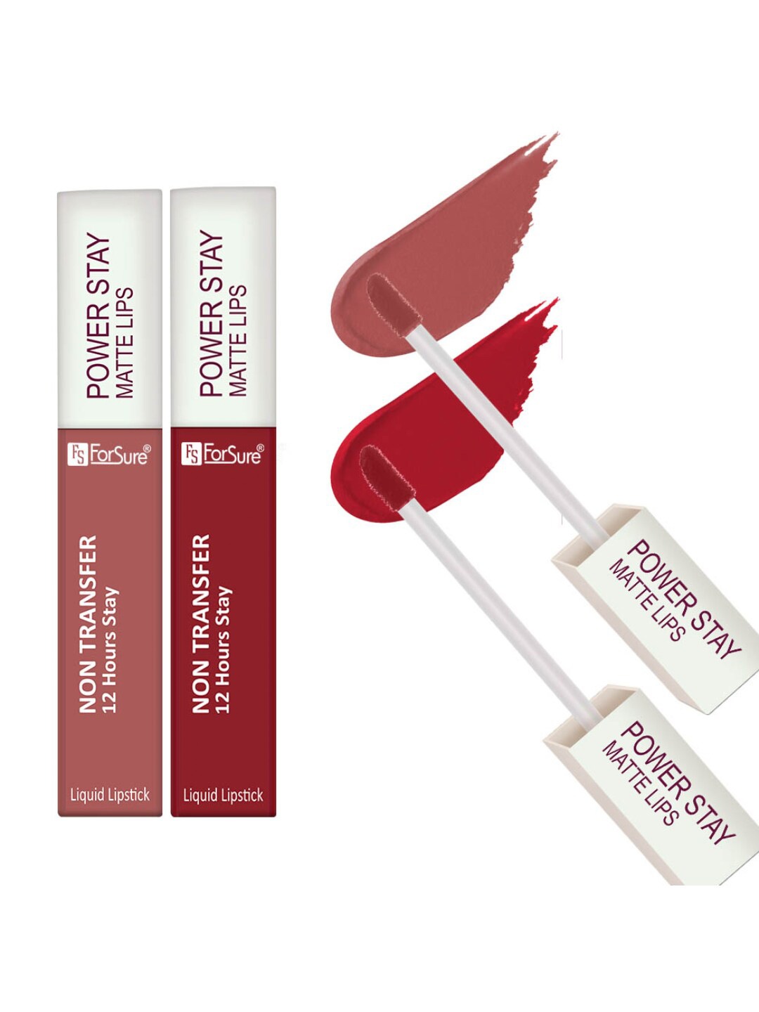 

ForSure Set of 2 Power Stay Non Transfer 12Hrs Stay Liquid Lipstick 4 ml each - 21 & 22, Red