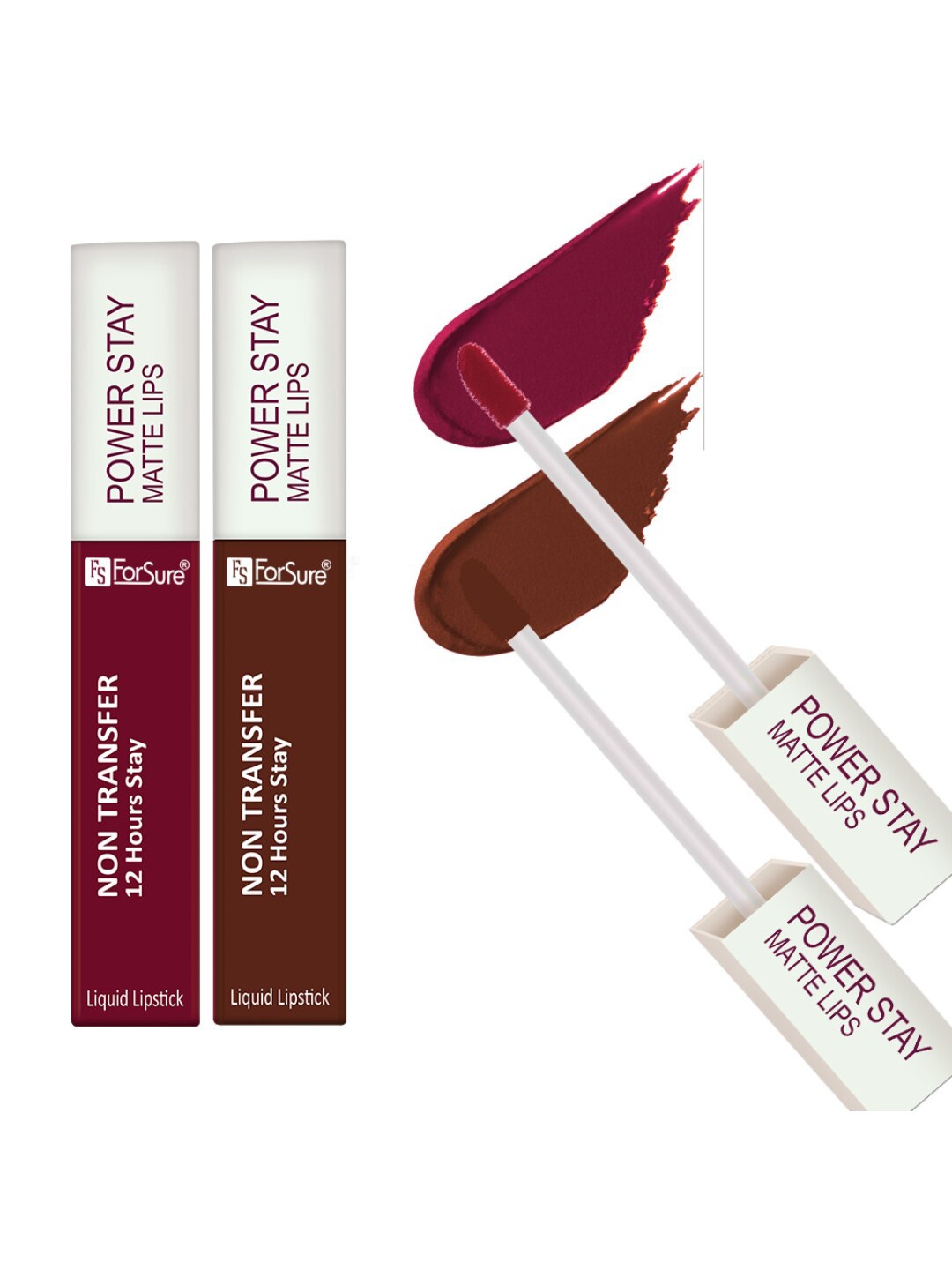 

ForSure Set of 2 Power Stay Non Transfer 12Hrs Stay Liquid Lipstick 4 ml each - 09 & 16, Maroon