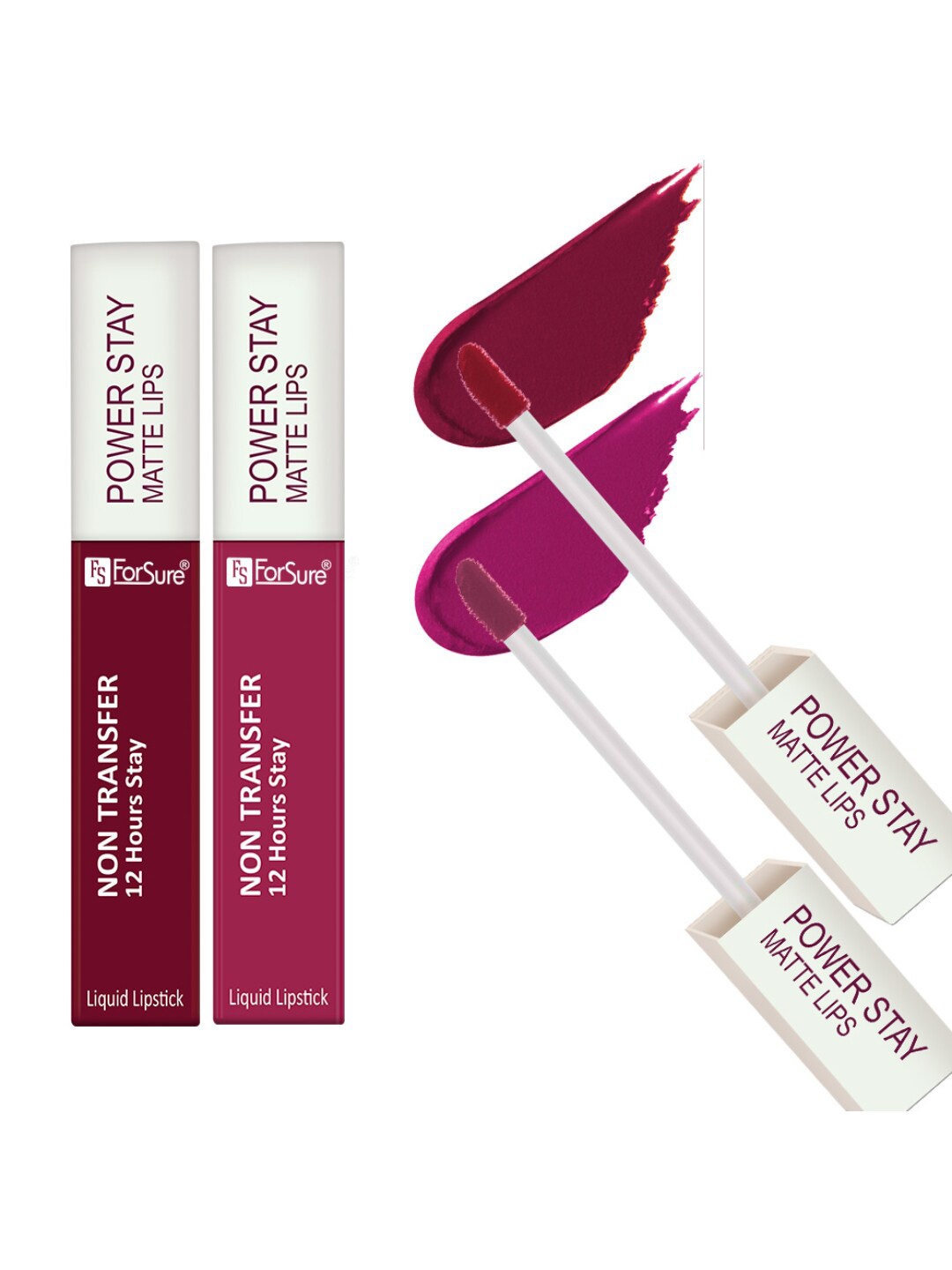 

ForSure Set of 2 Power Stay Non Transfer 12Hrs Stay Liquid Lipstick 4 ml each - 09 & 10, Maroon