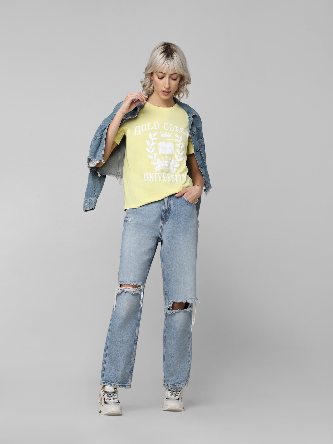 

ONLY Women Onlbrew Polyn Ss Jrs Printed Cotton T-shirt, Yellow