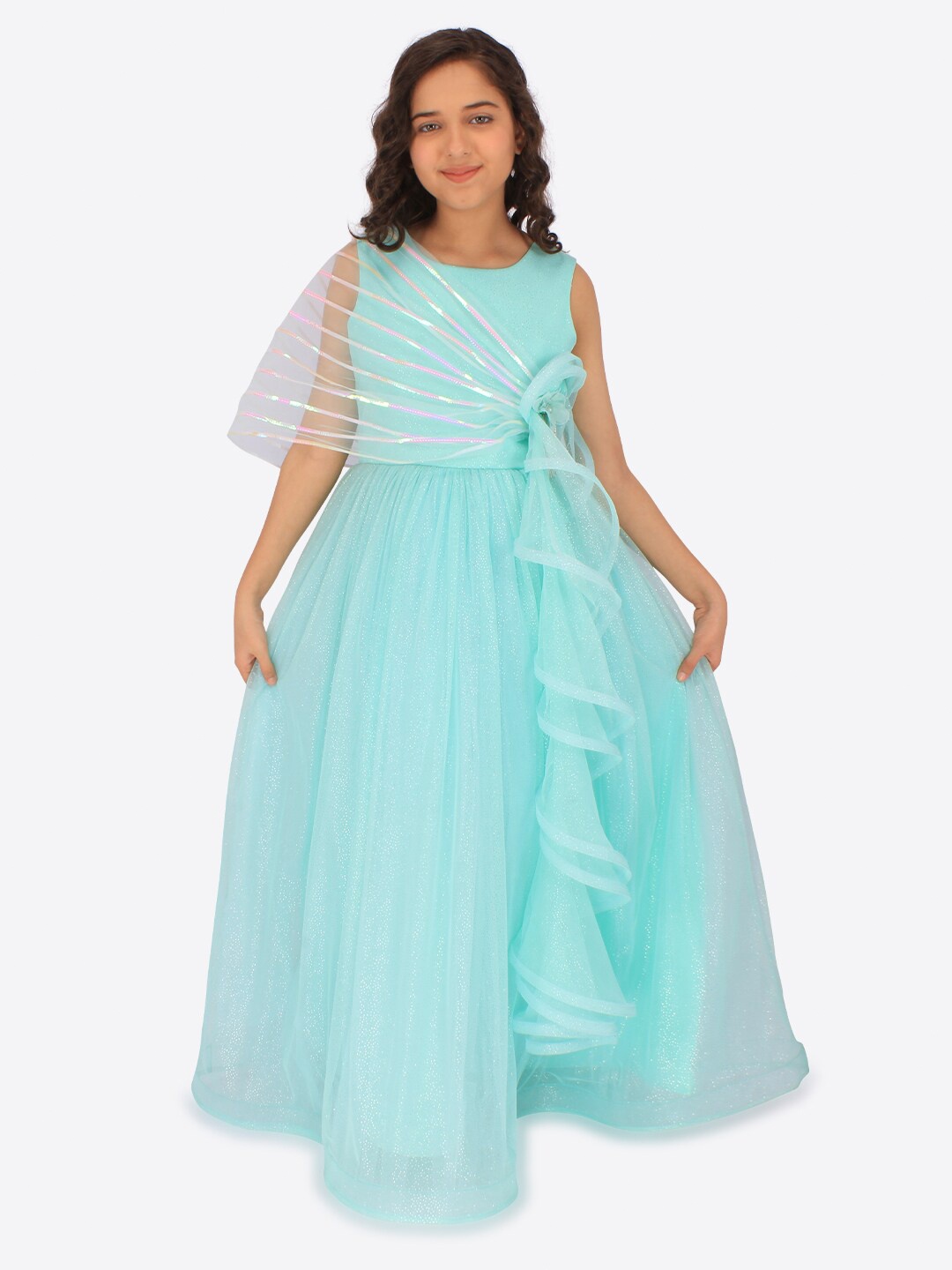 

CUTECUMBER Embellished Georgette Maxi Dress, Blue