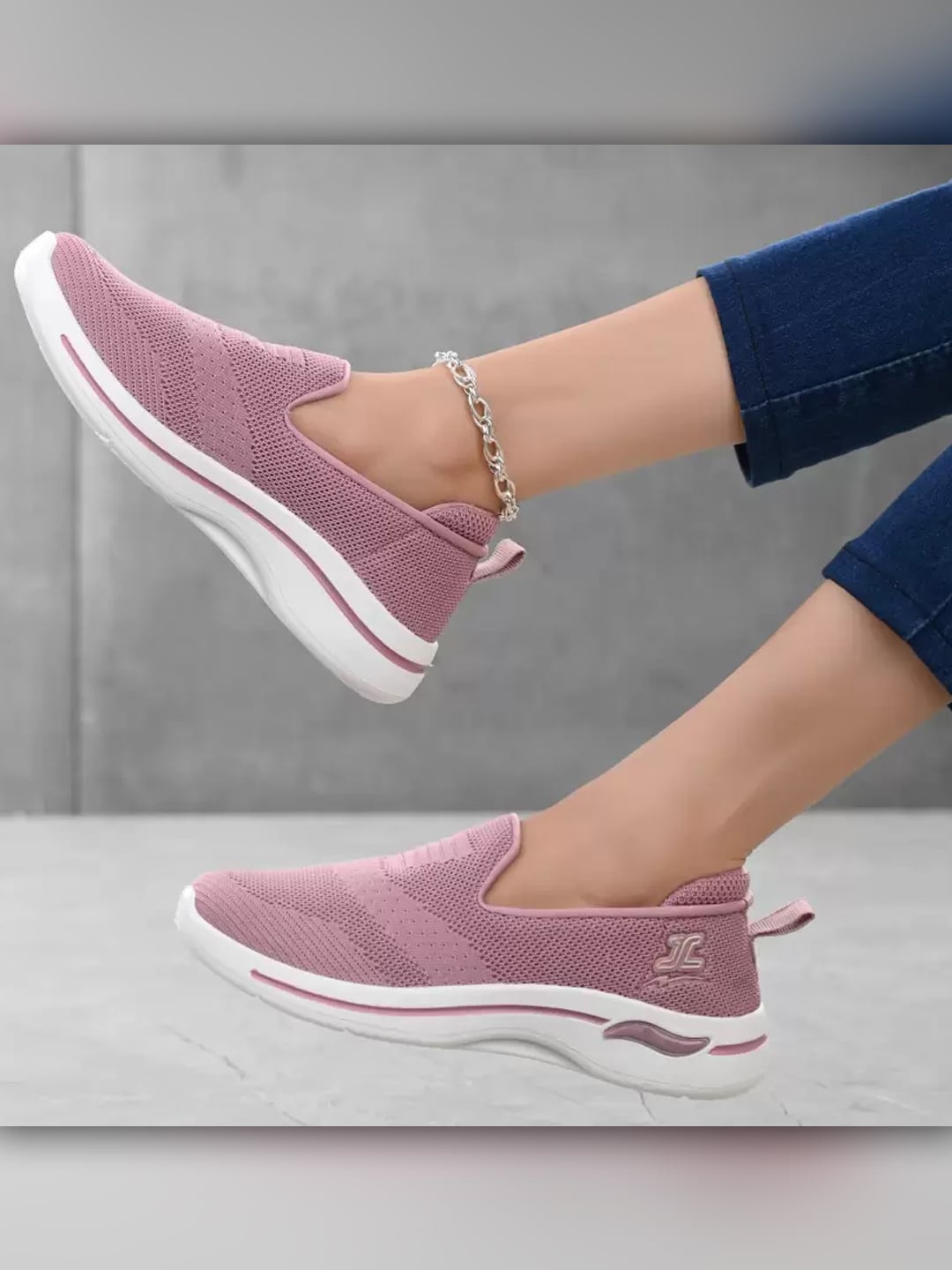 

Shoetopia Girls Woven Design Lightweight Slip-On Sneakers, Pink