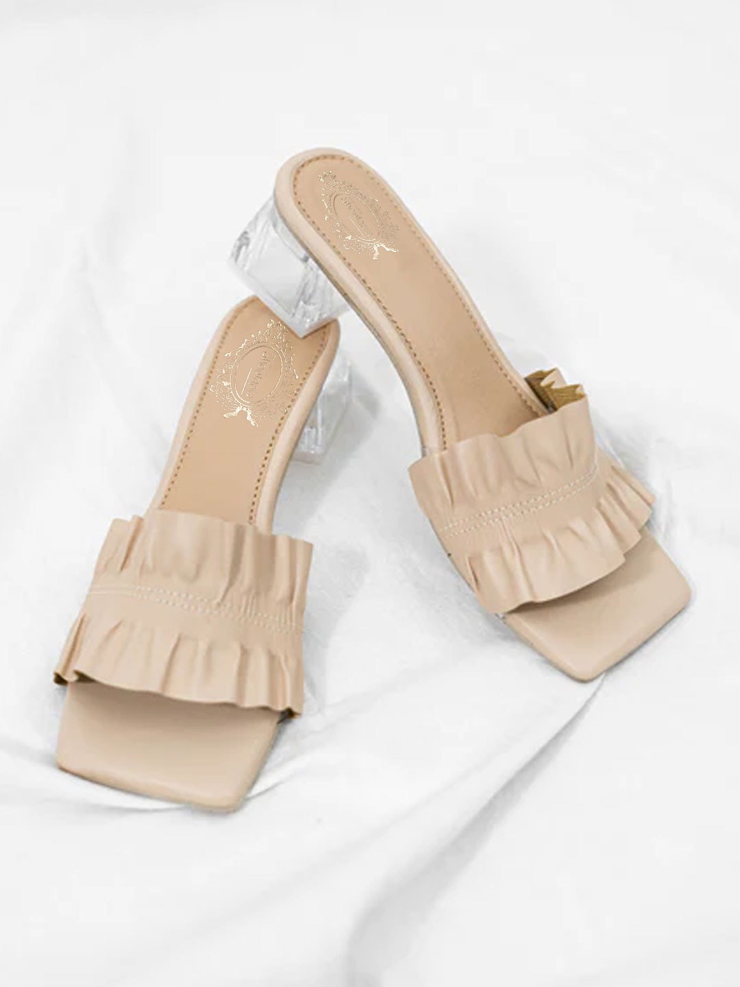

Shoetopia Girls Open Toe Wedge Heels, Beige