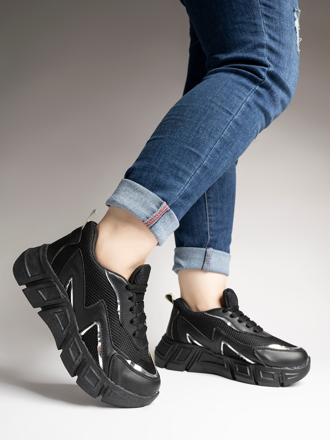 

Shoetopia Girls Round Toe Lightweight Lace-Ups Sneakers, Black