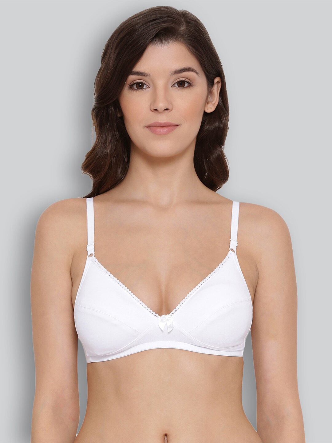 

LYRA Premium Cotton Plunge Neck Comfort Bra, White