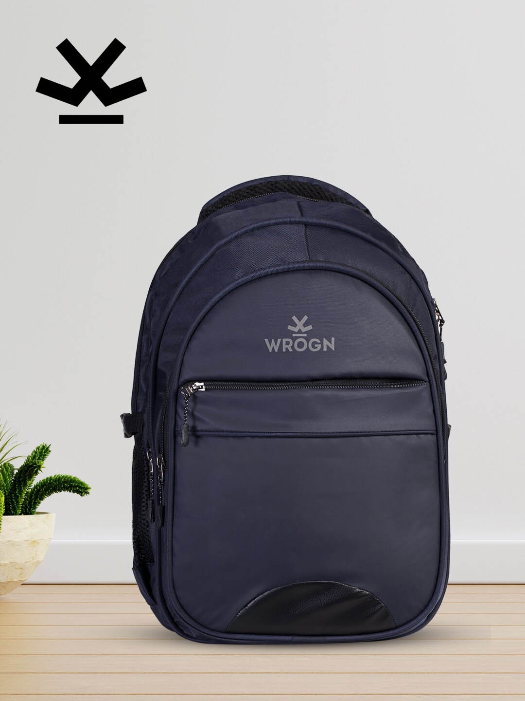 

WROGN Brand Logo Water Resistant Laptop Backpack, Navy blue