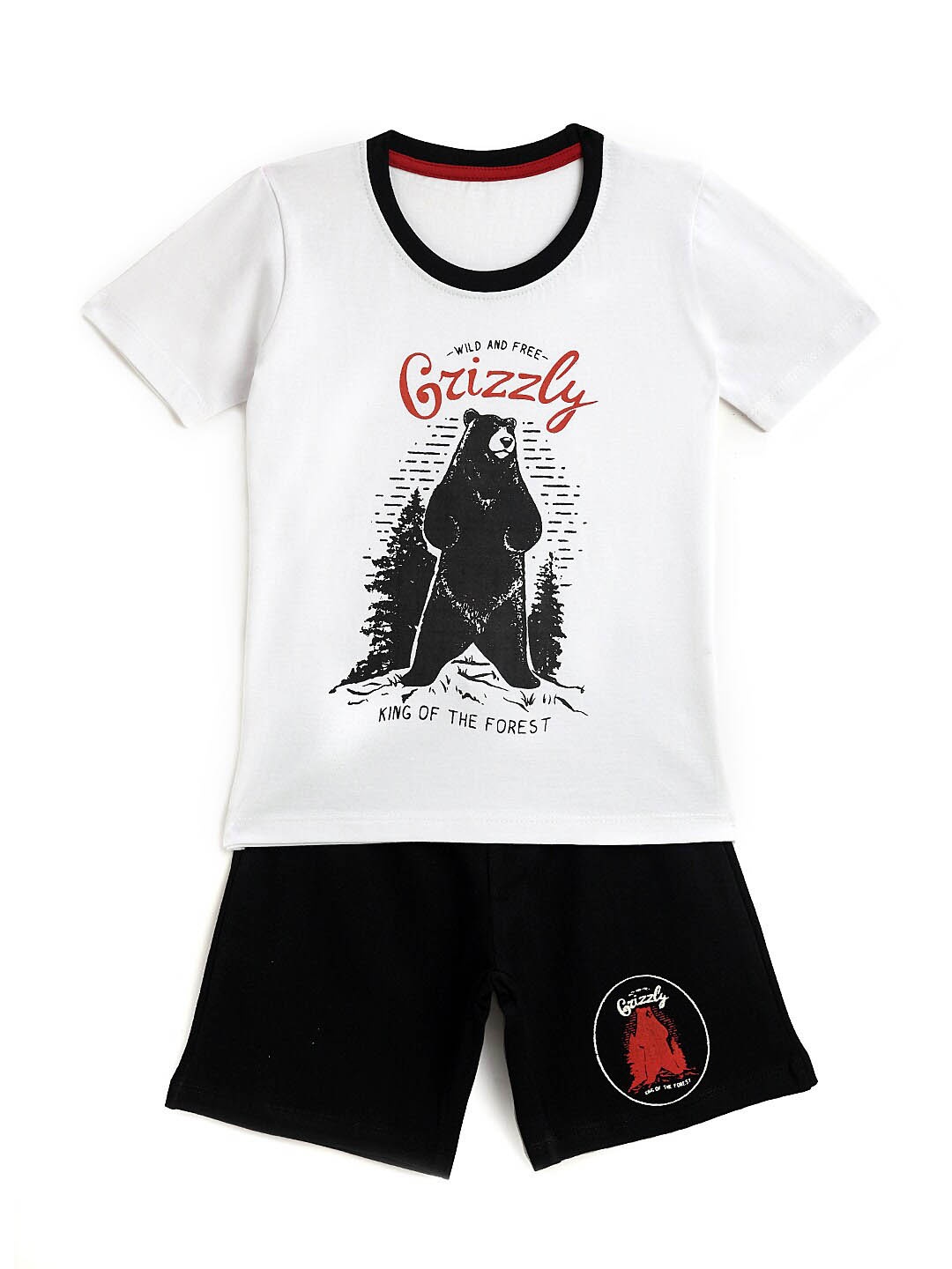 

YK Boys Printed T-shirt with Shorts, White