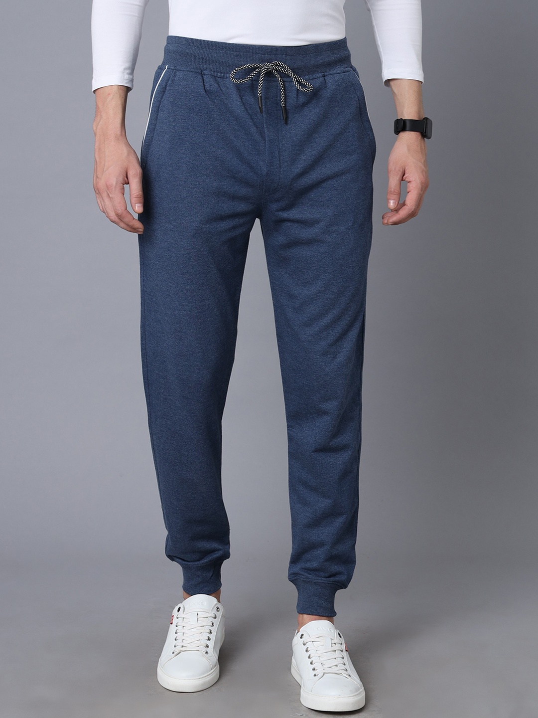 

YOVISH Men Mid-Rise Cotton Joggers, Blue