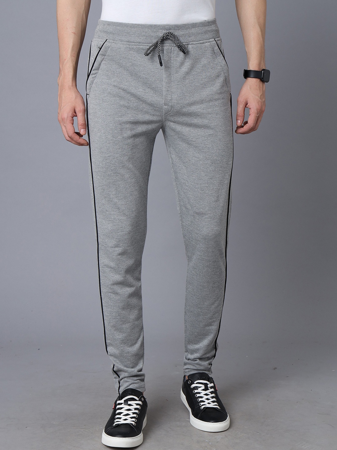 

YOVISH Men Mid-Rise Cotton Track Pants, Grey