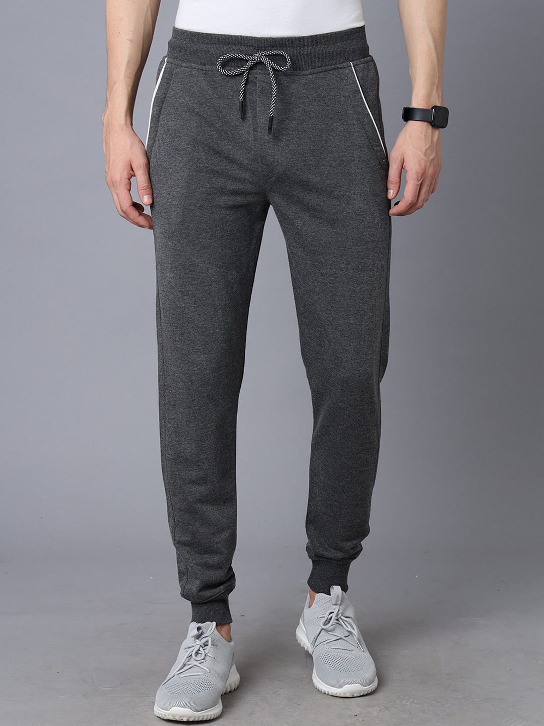 

YOVISH Men Mid-Rise Cotton Joggers, Charcoal