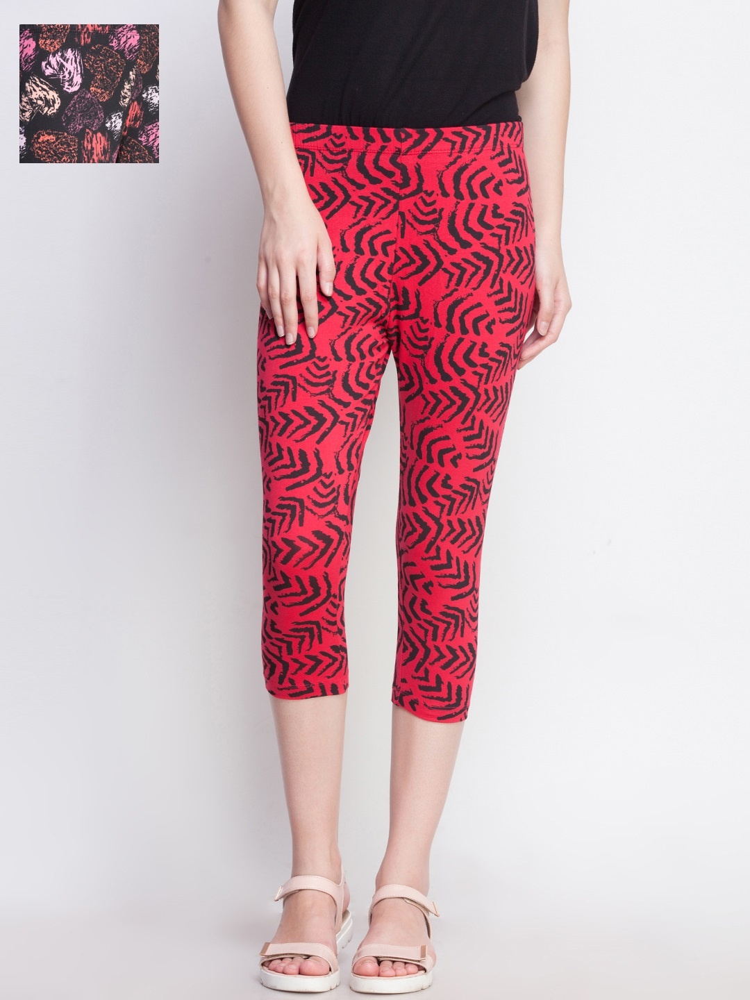 

Dollar Missy Pack of 2 Printed Capris, Red