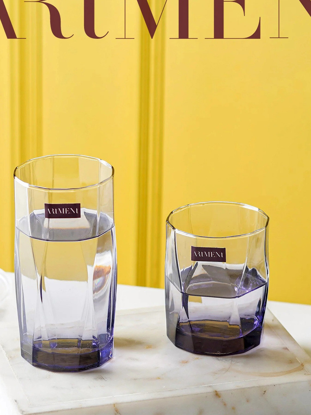 

THE ARTMENT Amethyst Transparent 8 Pcs Water or Juice Glass 400 ml Each
