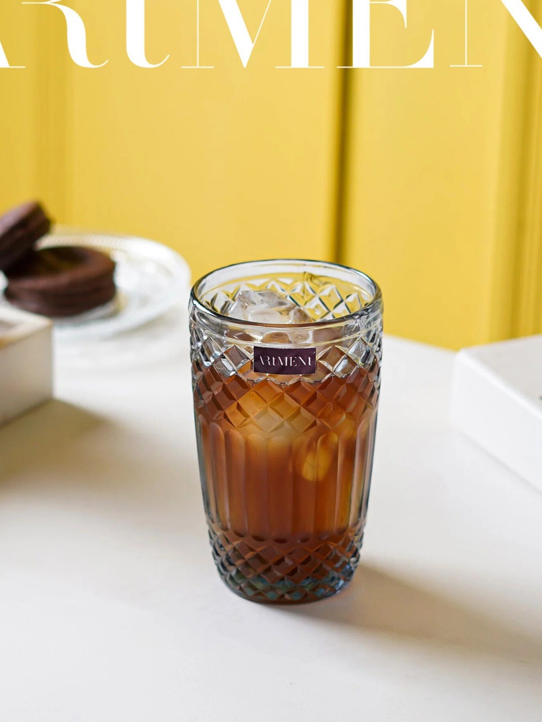 

THE ARTMENT Boho Diamond Grey 4 Pcs Water or Juice Glass 390 ml Each